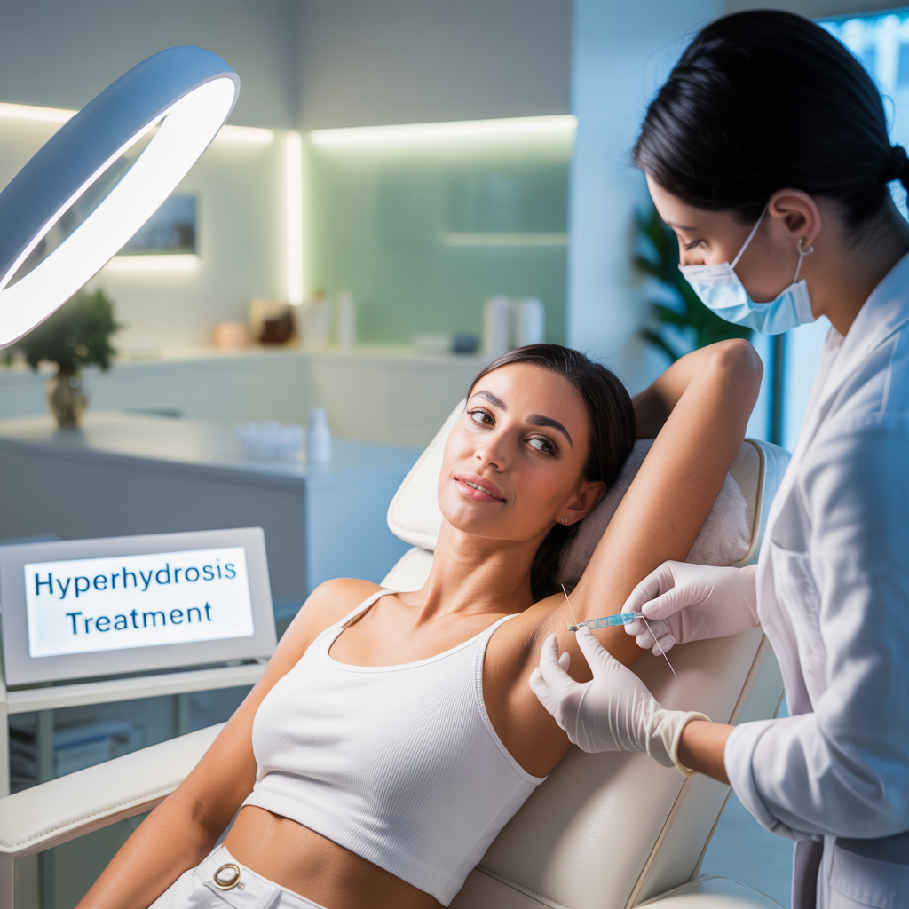 Woman receiving underarm hyperhidrosis treatment in East Bay